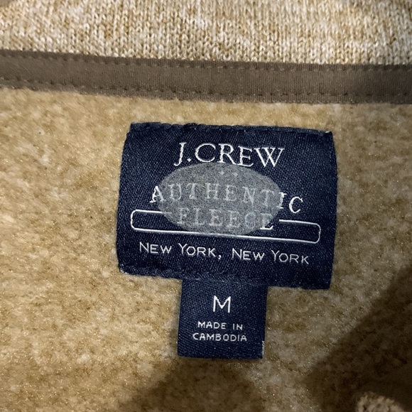 J CREW MENS MARLED HALF SNAP FLEECE PULLOVER TAN BROWN MEDIUM - Picture 4 of 7